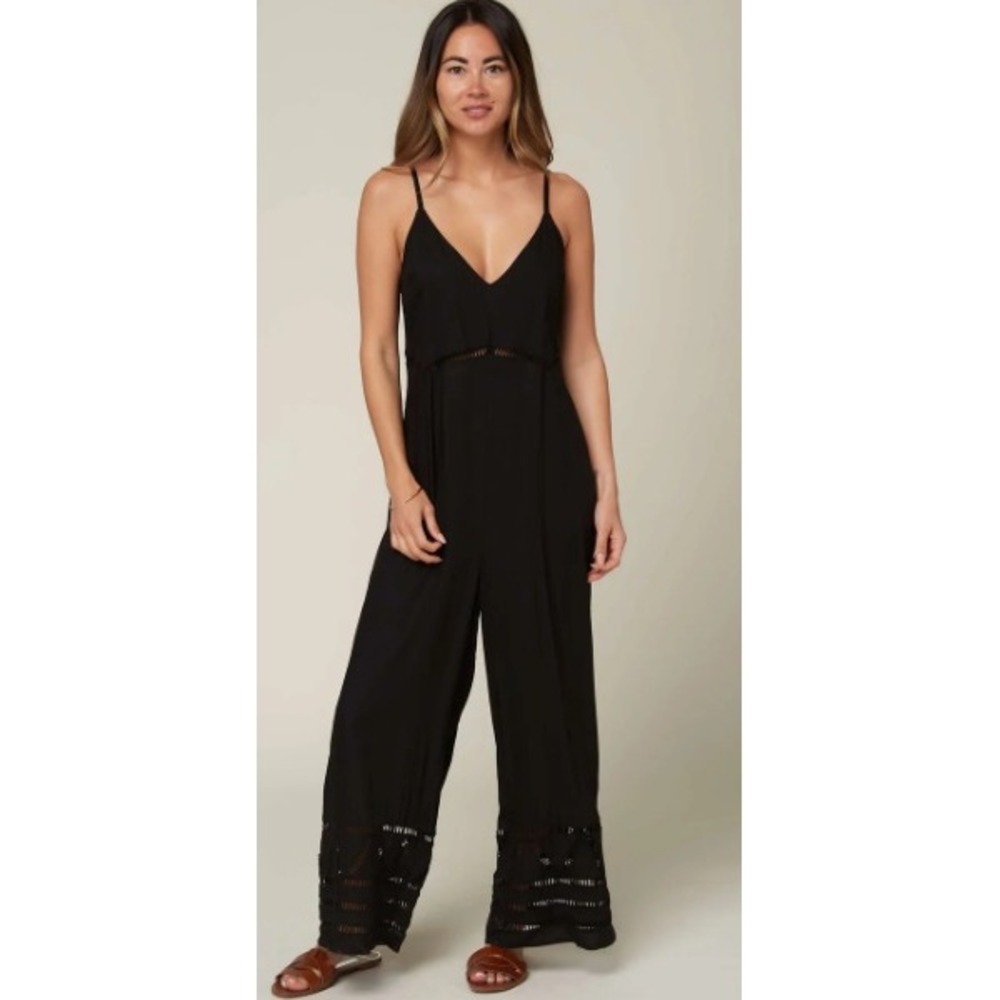 O'Neill Black Spaghetti Strap Wide-Leg Jumpsuit